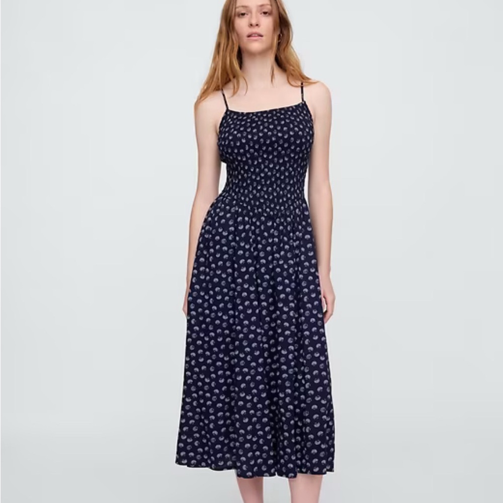 Navy and White Patterned Dress Gap XL